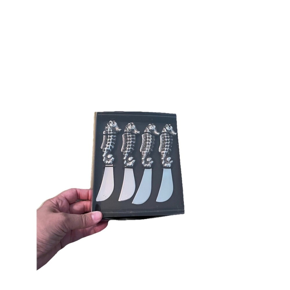 Brand New Star Homes 4 Pc Seahorse Cheese Spreader Butter Knife Pewter Beach